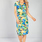 Ruched Waist Dress in Floral Yellow Print