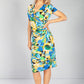 Ruched Waist Dress in Floral Yellow Print