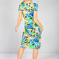 Ruched Waist Dress in Floral Yellow Print