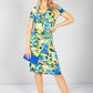 Ruched Waist Dress in Floral Yellow Print