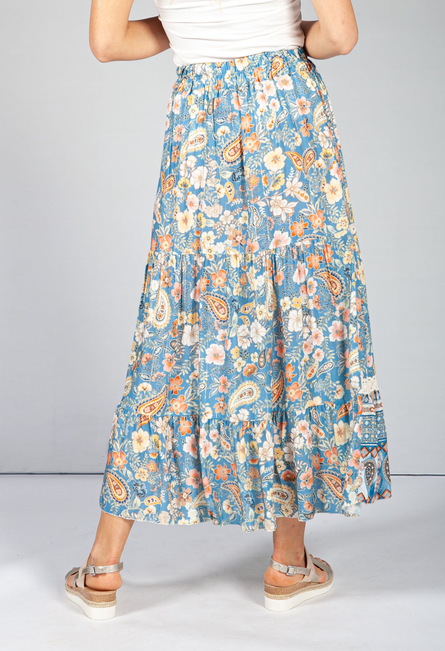 Vintage Floral Skirt in Blue