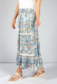 Vintage Floral Skirt in Blue