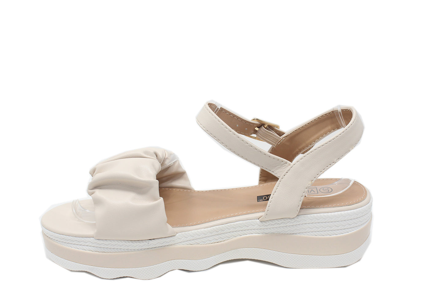 Beige Ruffle Strap Sandal