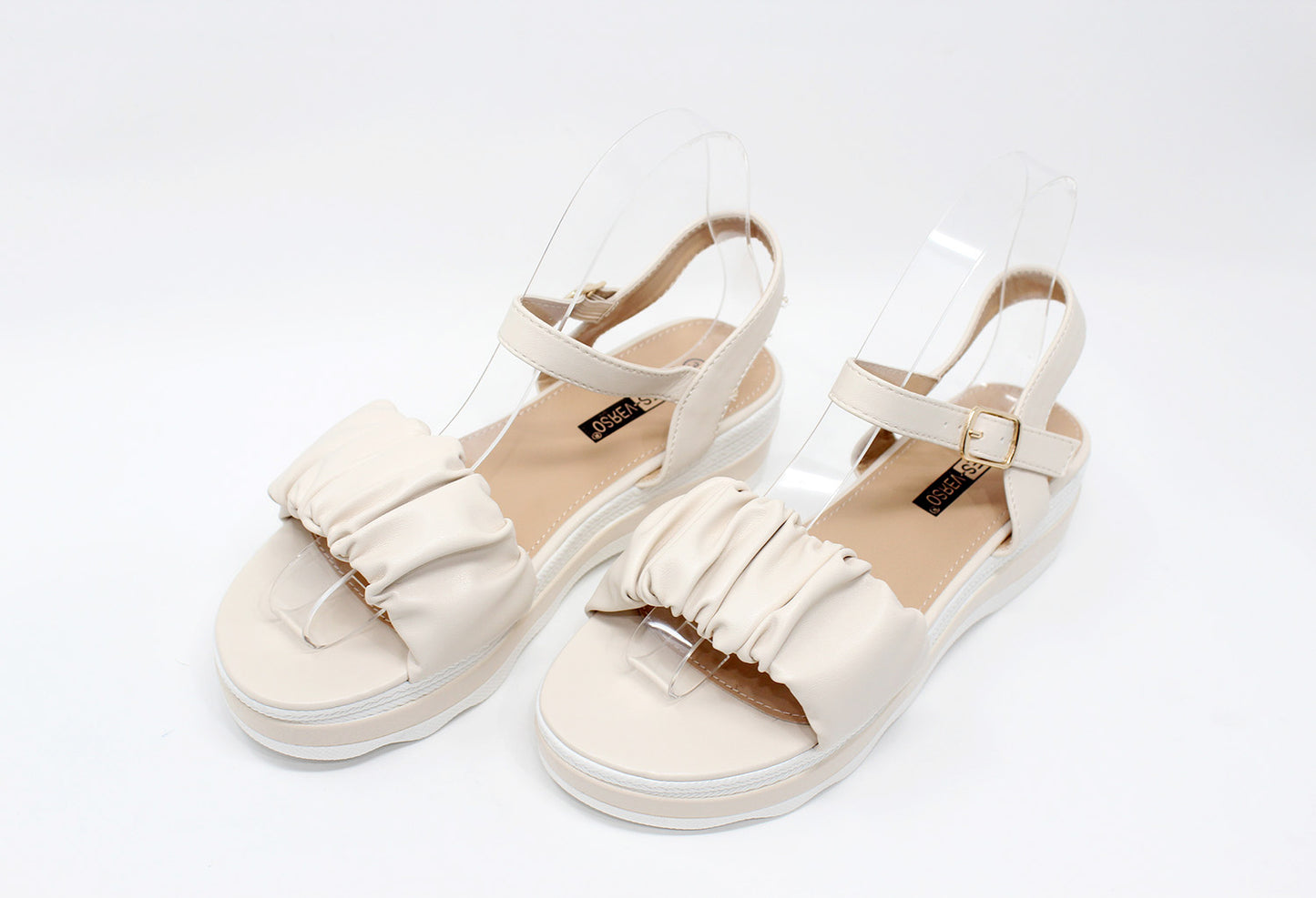 Beige Ruffle Strap Sandal