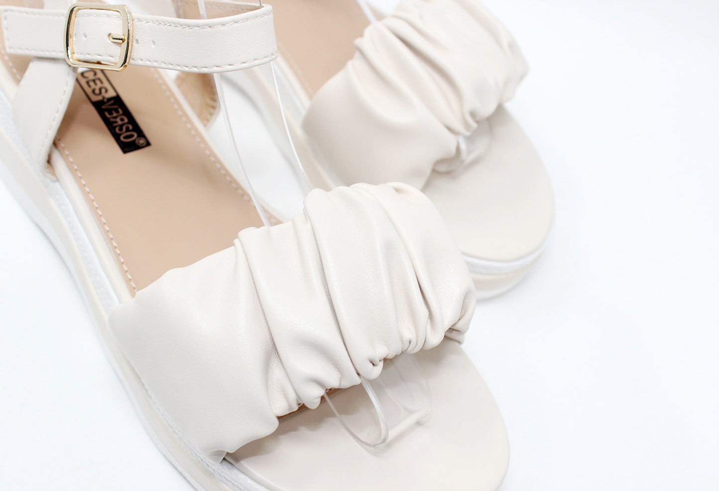 Beige Ruffle Strap Sandal