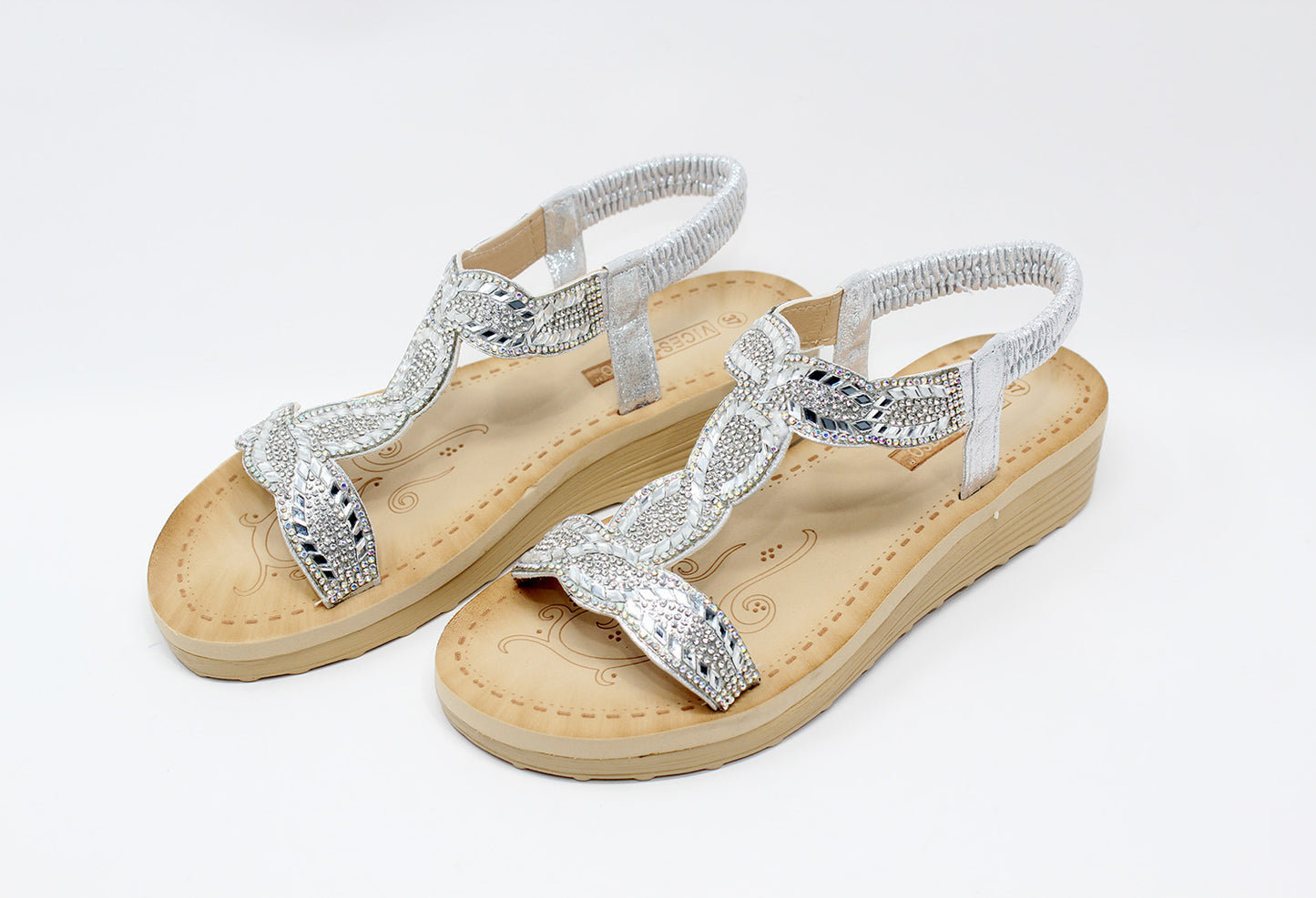 Silver Diamante Glittered Sandal