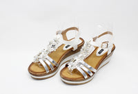 Floral Detail Silver Wedge Sandal