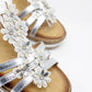 Floral Detail Silver Wedge Sandal