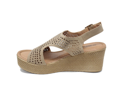 Warm Beige Sling Back Peep-Toe Sandal