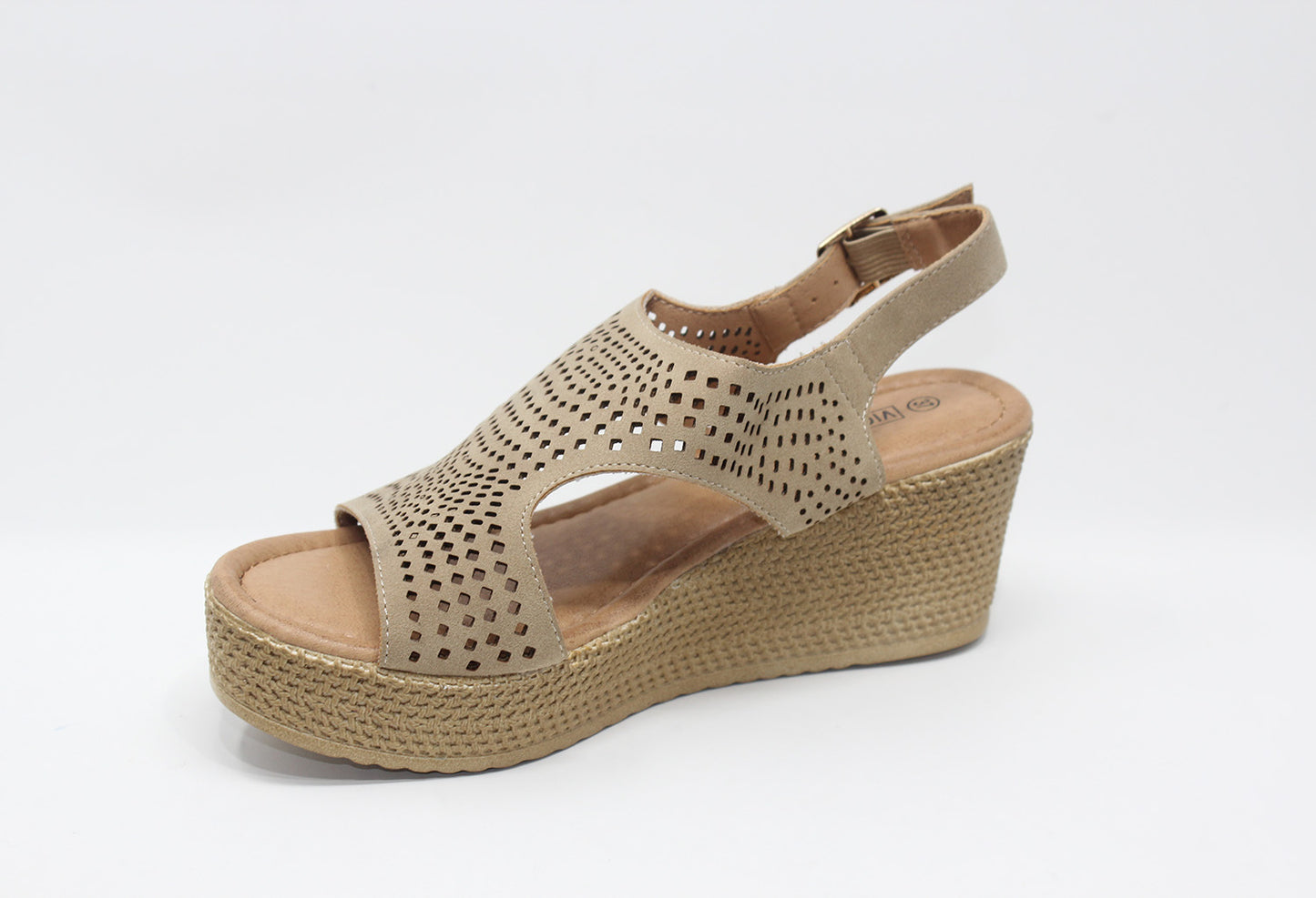 Warm Beige Sling Back Peep-Toe Sandal