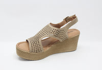 Warm Beige Sling Back Peep-Toe Sandal