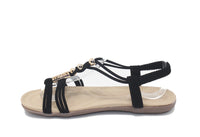 Black Strap sandal with Gold Beading