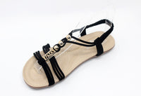 Black Strap sandal with Gold Beading