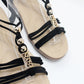 Black Strap sandal with Gold Beading