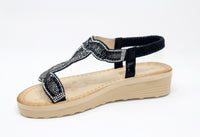 Black Diamante Glittered Sandal