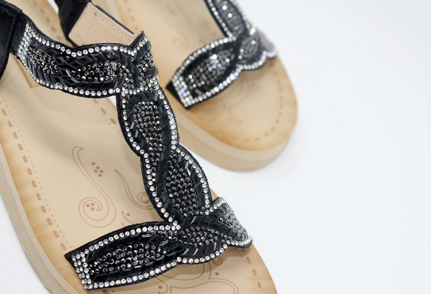 Black Diamante Glittered Sandal