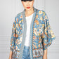 Vintage Floral Kimono Style Cardigan in Blue