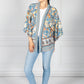 Vintage Floral Kimono Style Cardigan in Blue