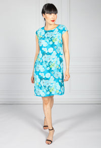 Linen Dress in Blue Floral