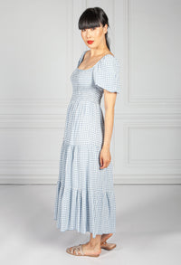 Smocked Bodice Dress in Blue Gingham