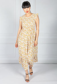 Mini Bloom Smocking Bodice Dress is Summer Yellow