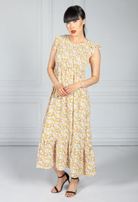 Mini Bloom Smocking Bodice Dress is Summer Yellow