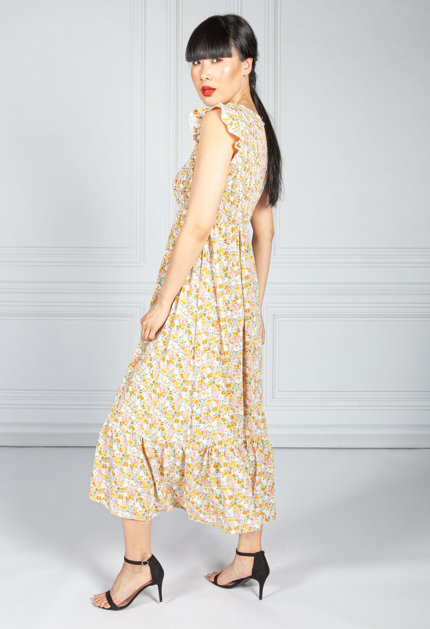 Mini Bloom Smocking Bodice Dress is Summer Yellow