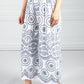 Stitched Print Trousers in White and Navy