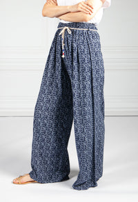 Deep Navy Mini Bloom Wide Leg Trousers