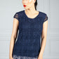 Midnight Blue Embroidered Top