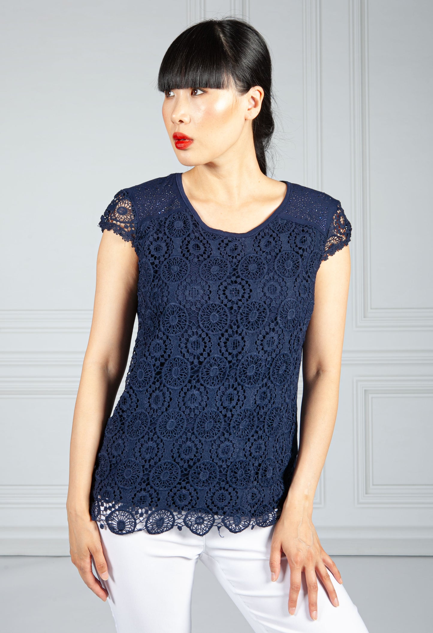 Midnight Blue Embroidered Top