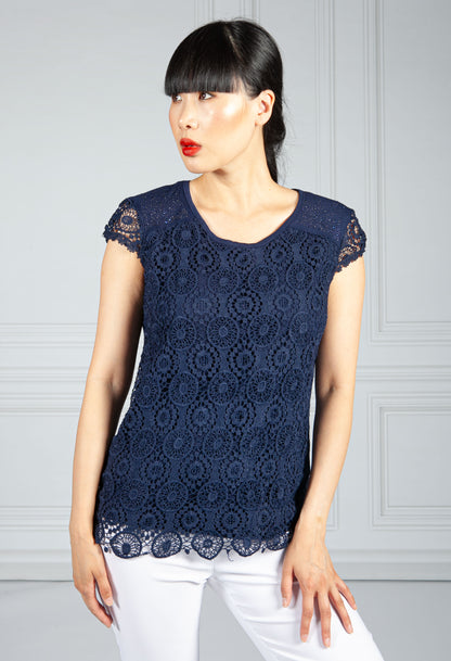 Midnight Blue Embroidered Top