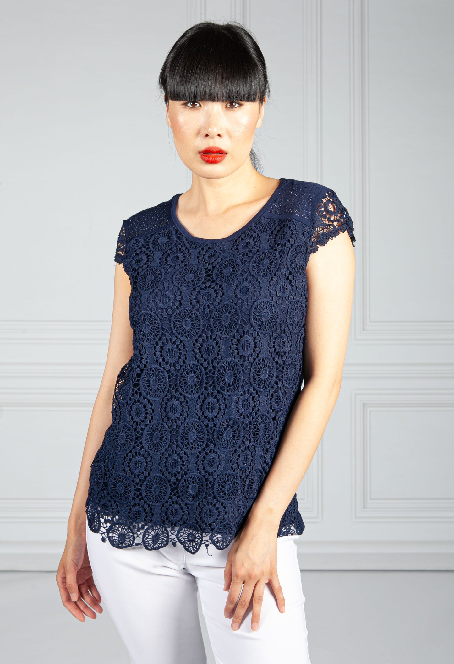 Midnight Blue Embroidered Top