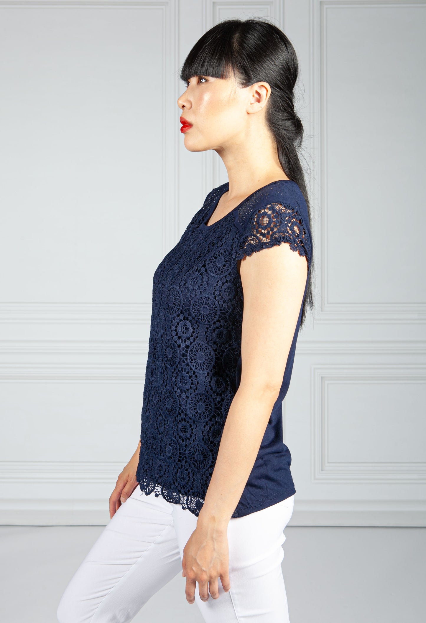 Midnight Blue Embroidered Top