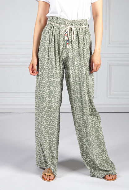 Khaki Mini Bloom Wide Leg Trousers