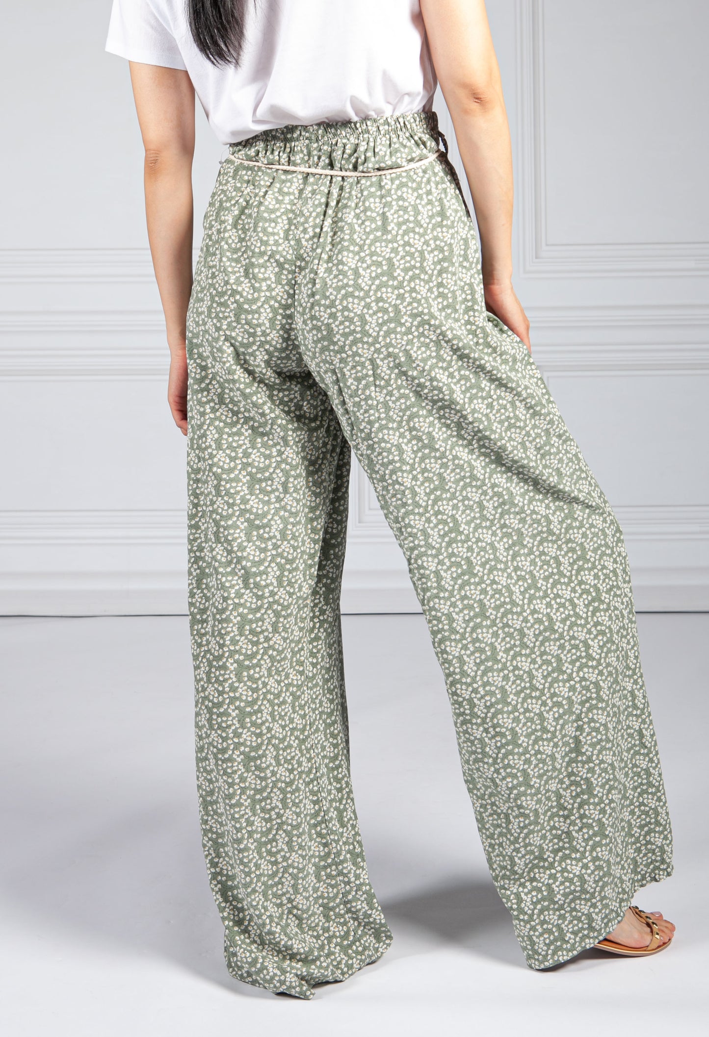 Khaki Mini Bloom Wide Leg Trousers