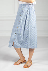 Button Down Midi Skirt in Blue