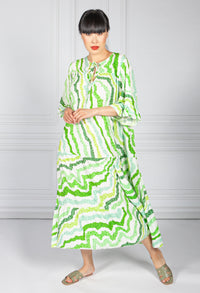 Green Animal Print Trapeze Dress