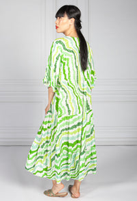 Green Animal Print Trapeze Dress