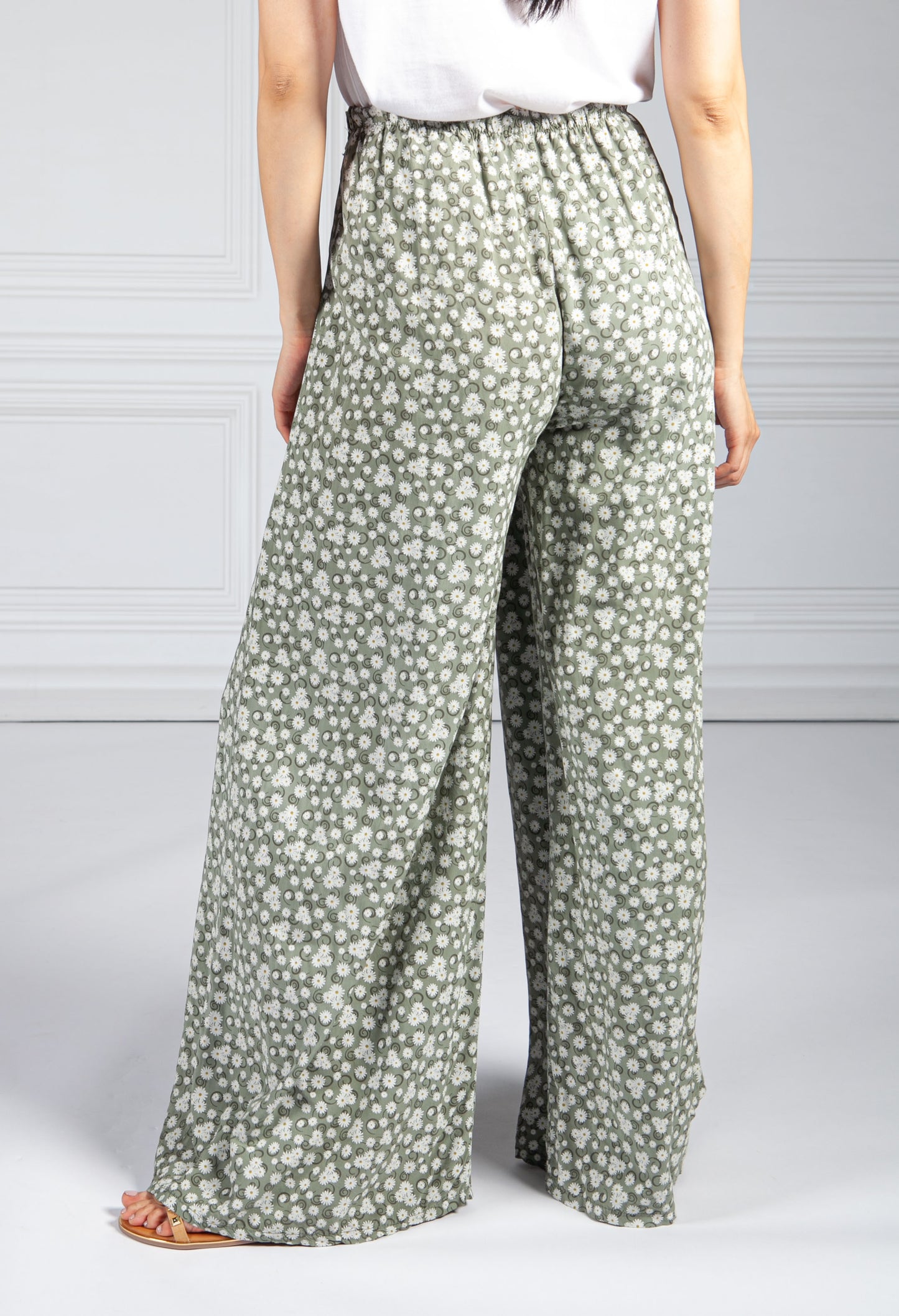 Daisy Chain Palazzo Pants in Khaki