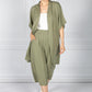 Khaki Maxi Kimono Style Cardigan & Pant Set