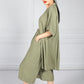 Khaki Maxi Kimono Style Cardigan & Pant Set