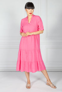 Fuchsia Linen Smock Dress