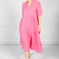 Fuchsia Linen Smock Dress