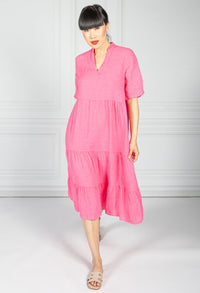 Fuchsia Linen Smock Dress