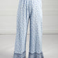 Rose Blossom Printed Trousers in Blue