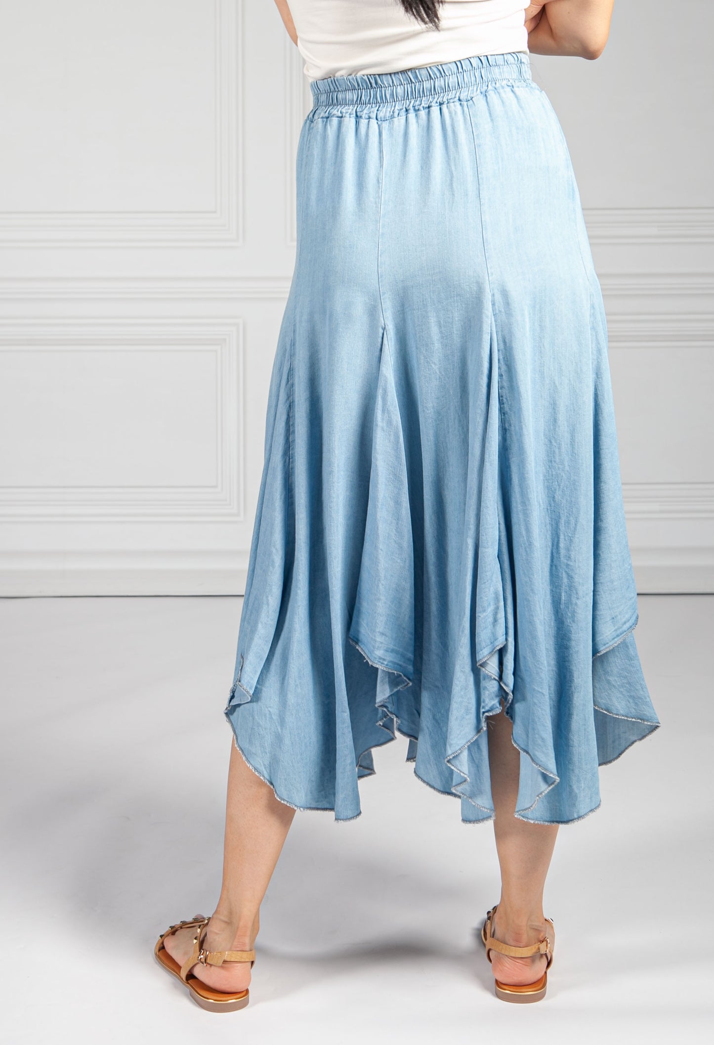 Asymmetric Hem Tencel Skirt