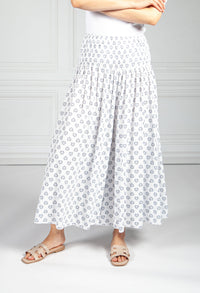 Peacock Print Trousers in White