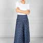 Peacock Print Trousers in Navy