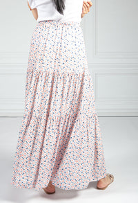 Rose Pink Blossom Print Skirt